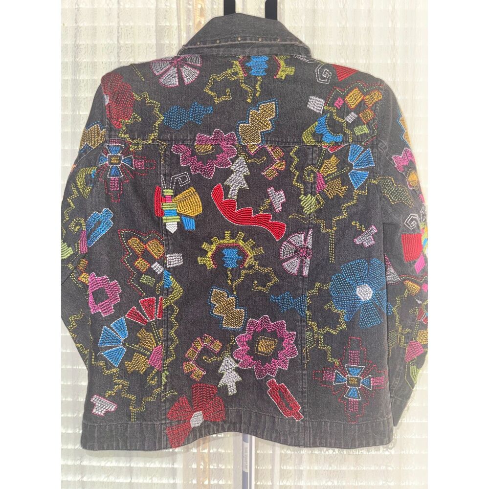 Vintage Y2k 90s Era Multiples Embroidered Denim Jacket - Picture 2 of 8